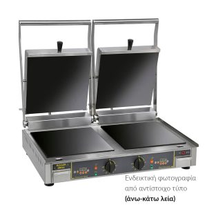 Τοστιέρα διπλή κεραμική ROLLER GRILL GVD335R Premium άνω-κάτω ραβδωτη
